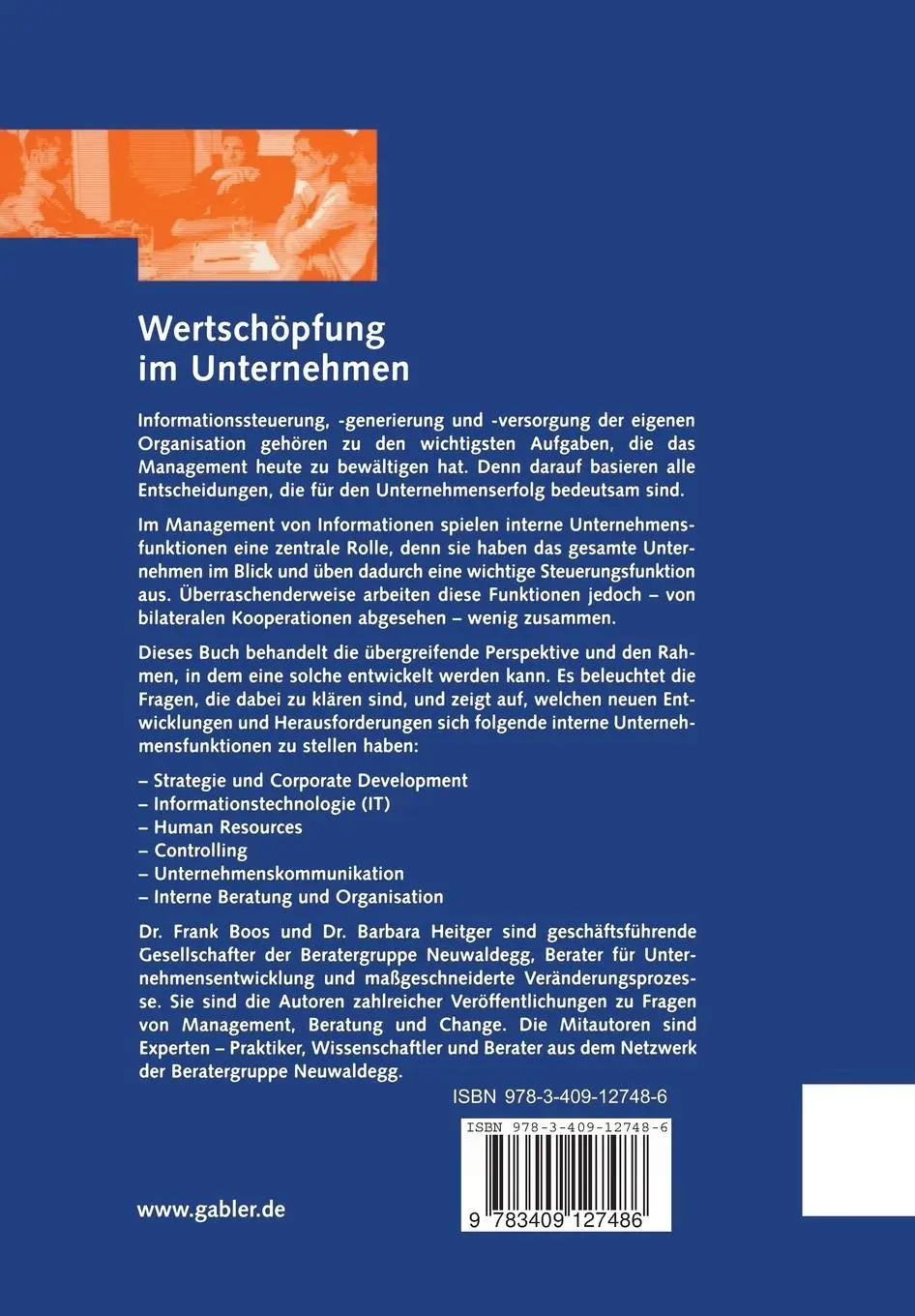 Rückseite: 9783409127486 | Wertschöpfung im Unternehmen | Barbara Heitger (u. a.) | Taschenbuch