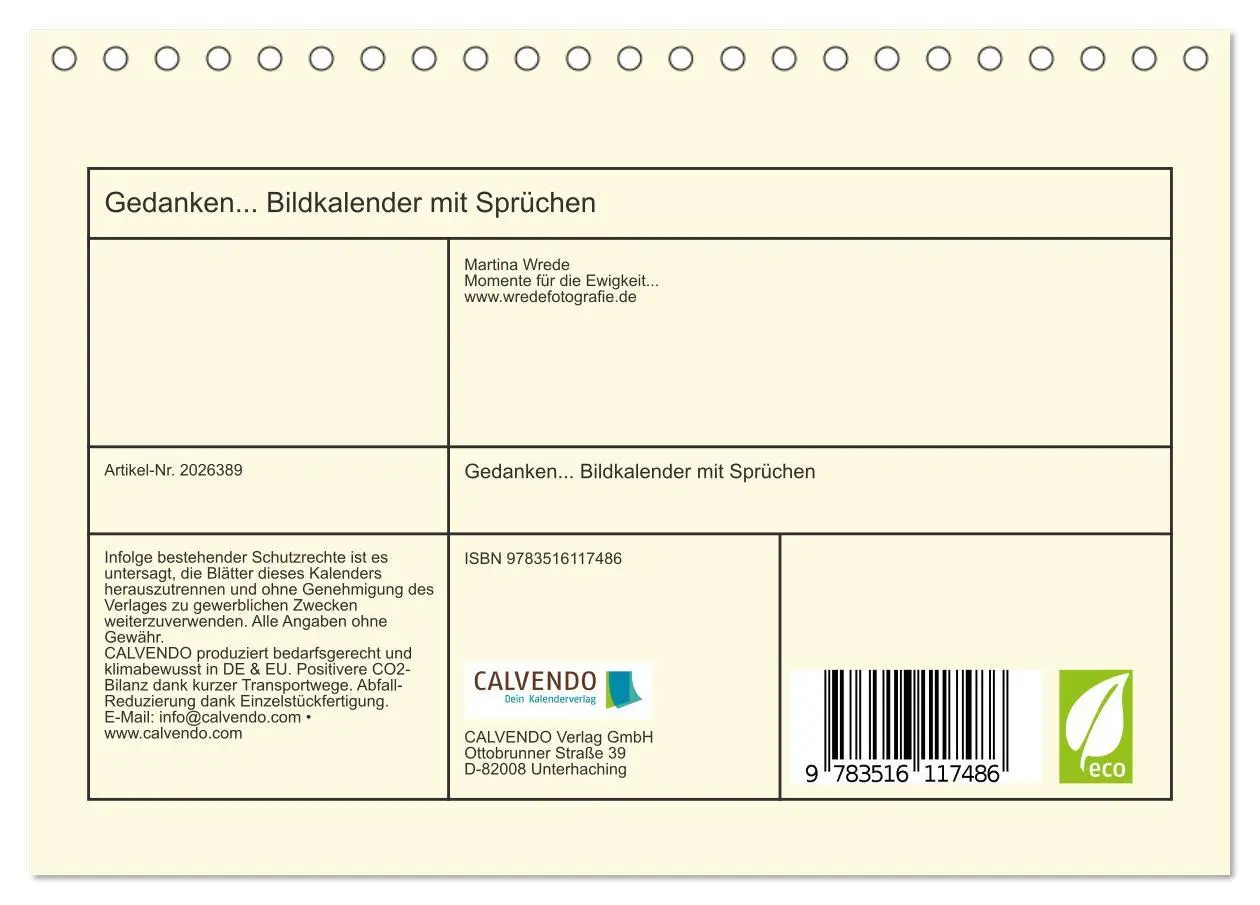Bild: 9783516117486 | Gedanken... Bildkalender mit Sprüchen (Tischkalender 2026 DIN A5...