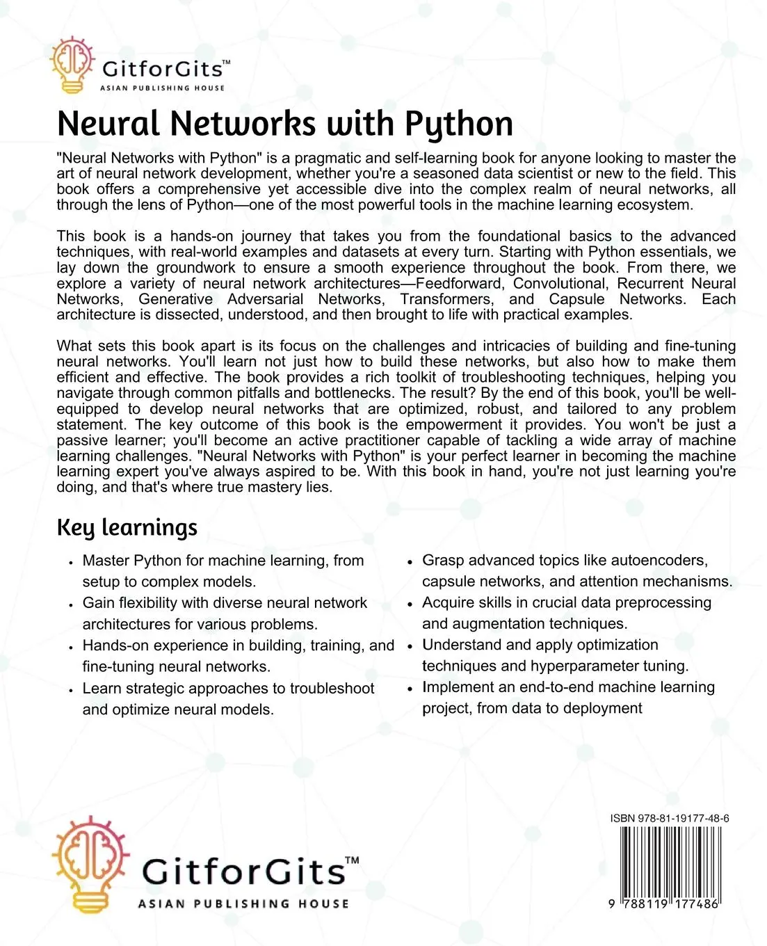 Rückseite: 9788119177486 | Neural Networks with Python | Mei Wong | Taschenbuch | Englisch | 2023