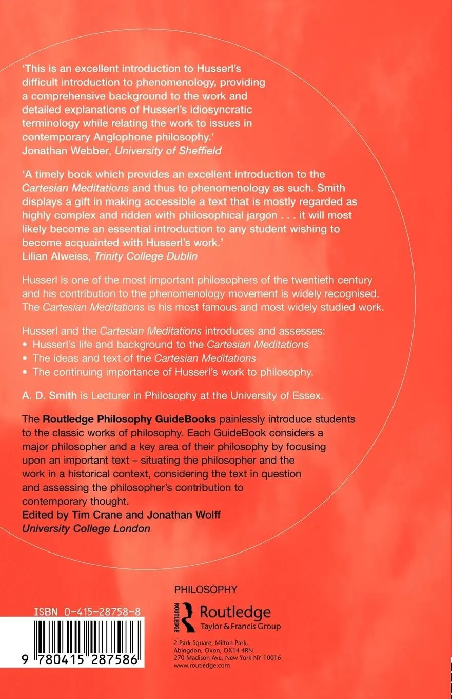 Rückseite: 9780415287586 | Routledge Philosophy GuideBook to Husserl and the Cartesian...