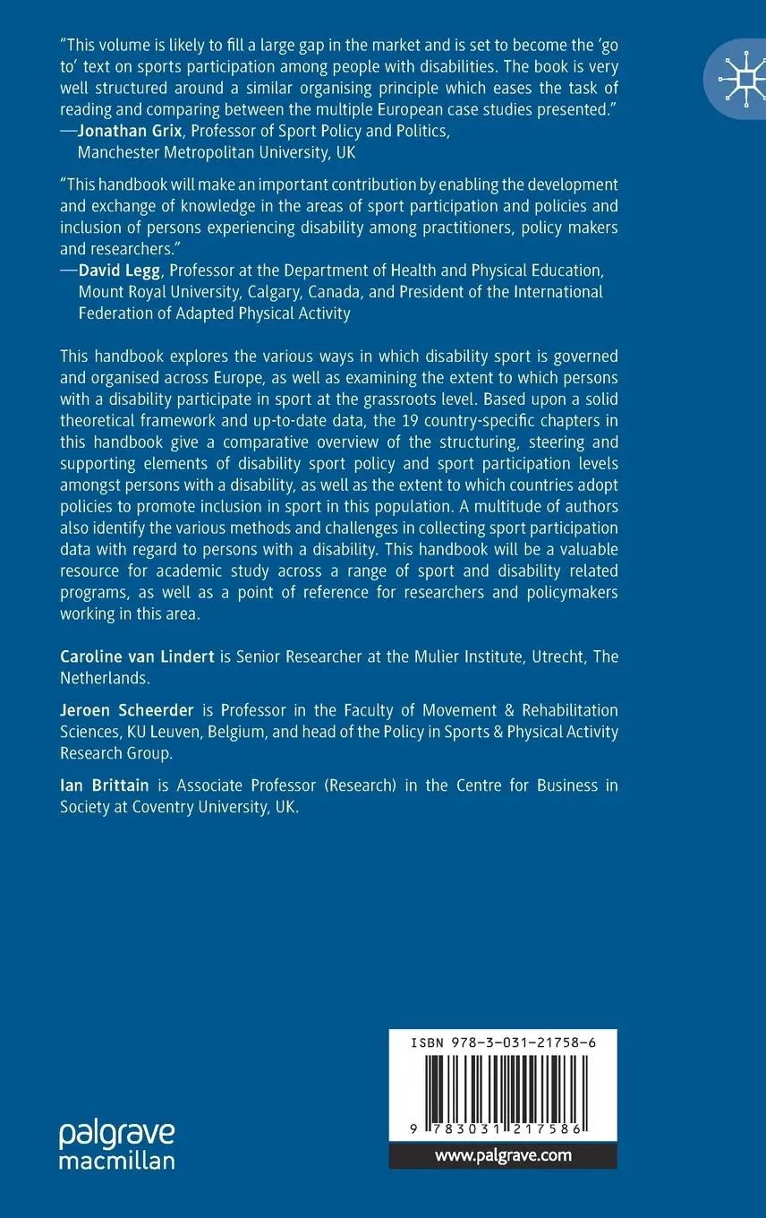 Rückseite: 9783031217586 | The Palgrave Handbook of Disability Sport in Europe | Lindert (u. a.)