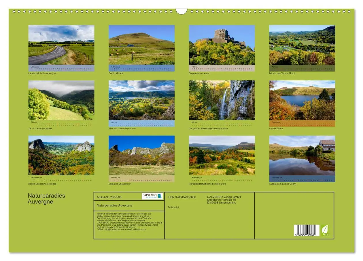 Bild: 9783457937686 | Naturparadies Auvergne (Wandkalender 2026 DIN A2 quer), CALVENDO...