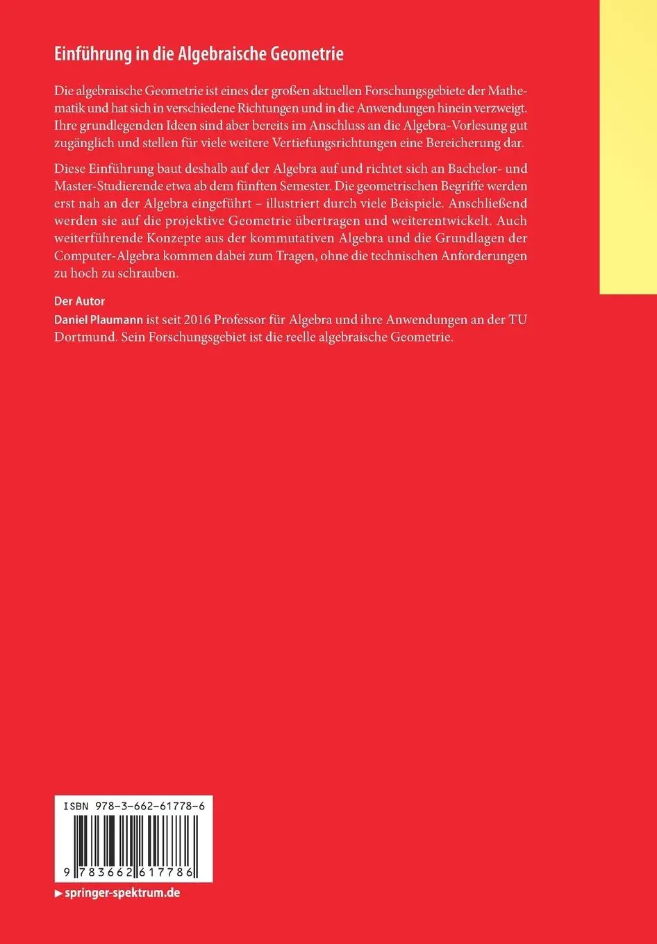 Rückseite: 9783662617786 | Einführung in die Algebraische Geometrie | Daniel Plaumann | Buch