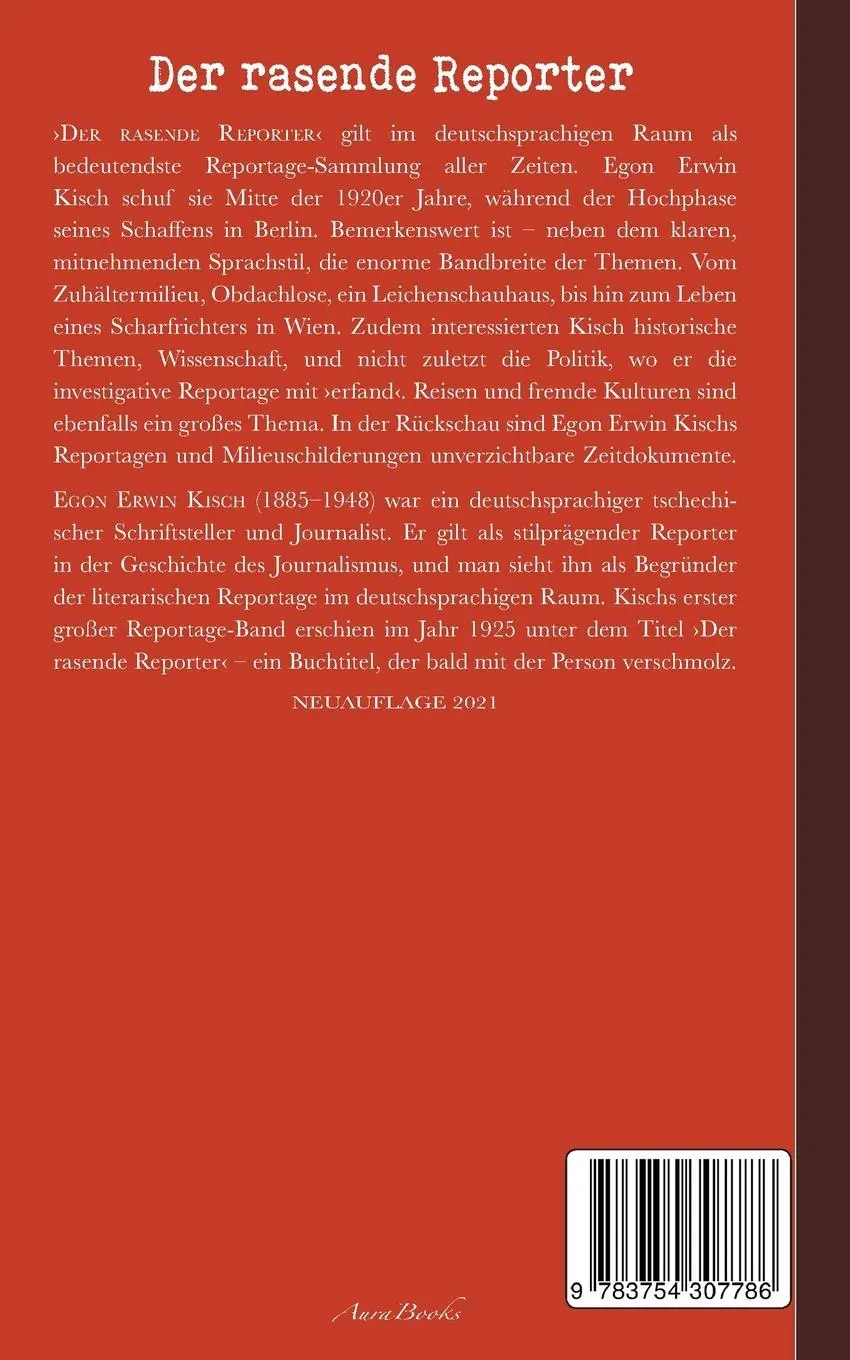 Rückseite: 9783754307786 | Der rasende Reporter | Egon Erwin Kisch | Taschenbuch | Paperback