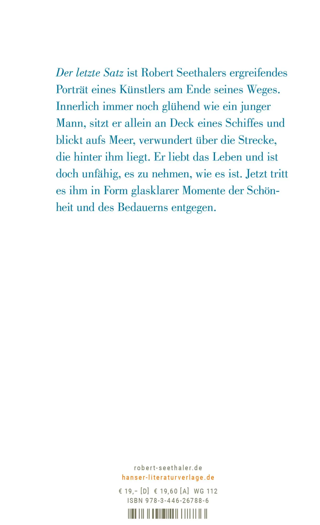 Bild: 9783446267886 | Der letzte Satz | Roman | Robert Seethaler | Buch | 128 S. | Deutsch