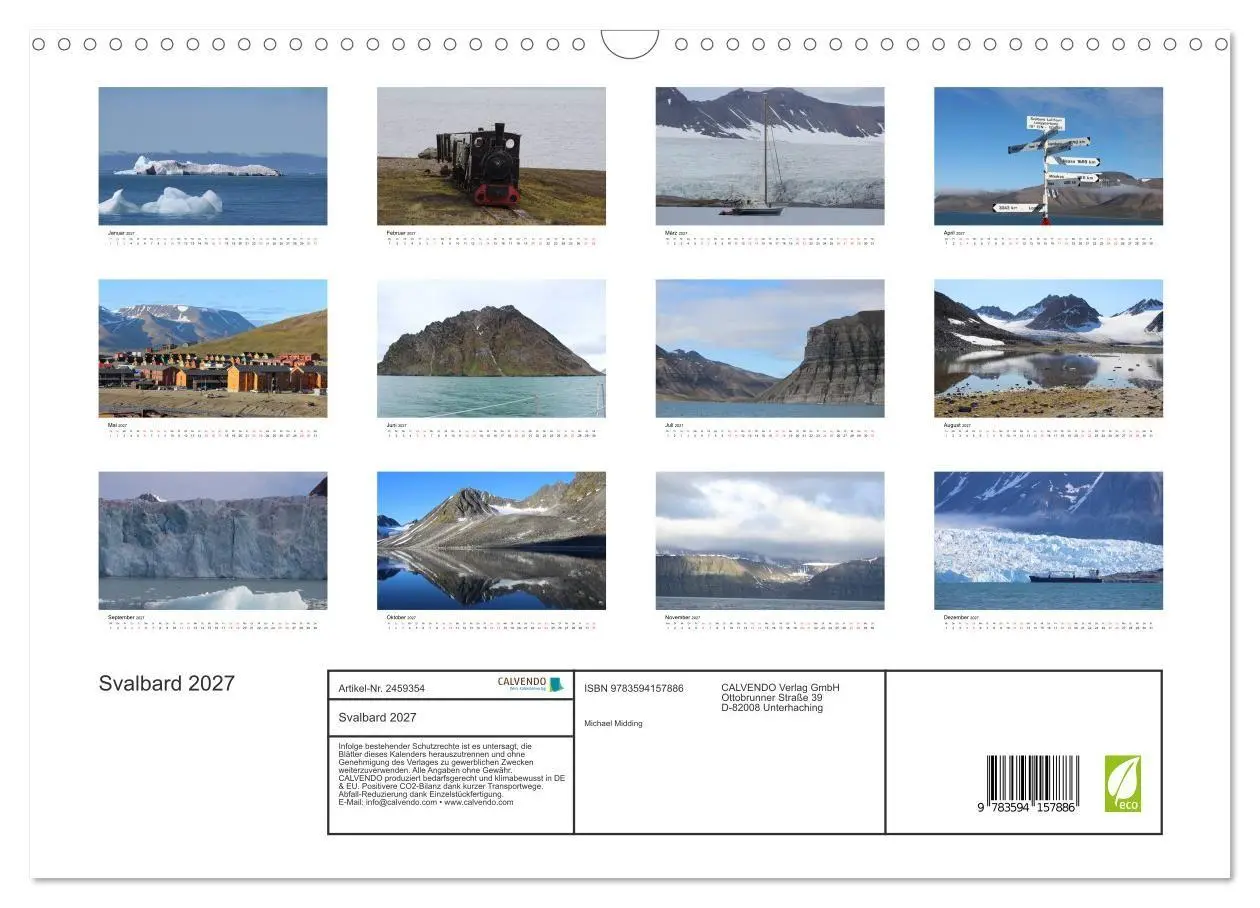 Bild: 9783594157886 | Svalbard 2027 (Wandkalender 2027 DIN A3 quer), CALVENDO Monatskalender