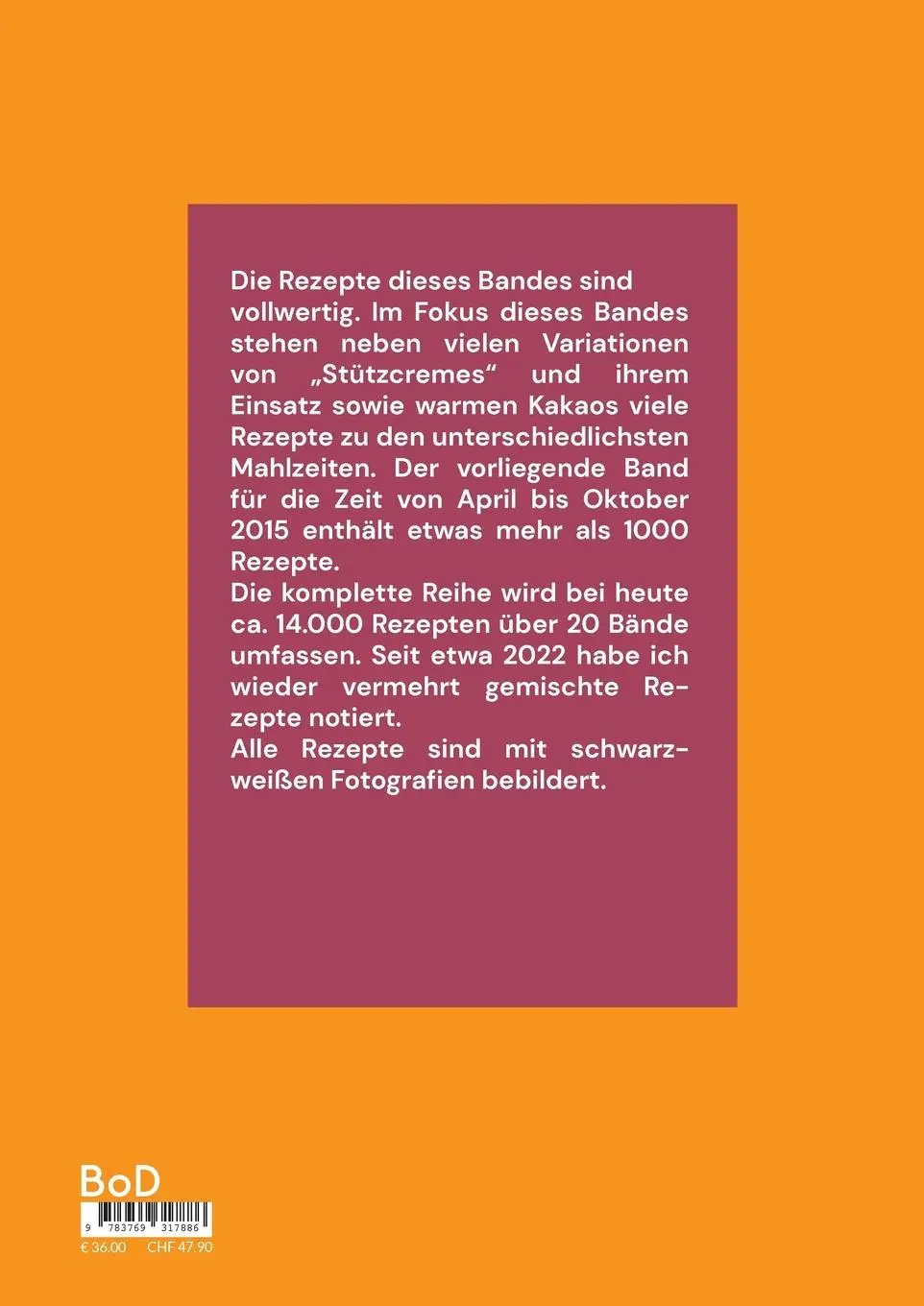 Rückseite: 9783769317886 | Meine Rezeptebibliothek 10 | April bis Oktober 2015 | Wilkesmann