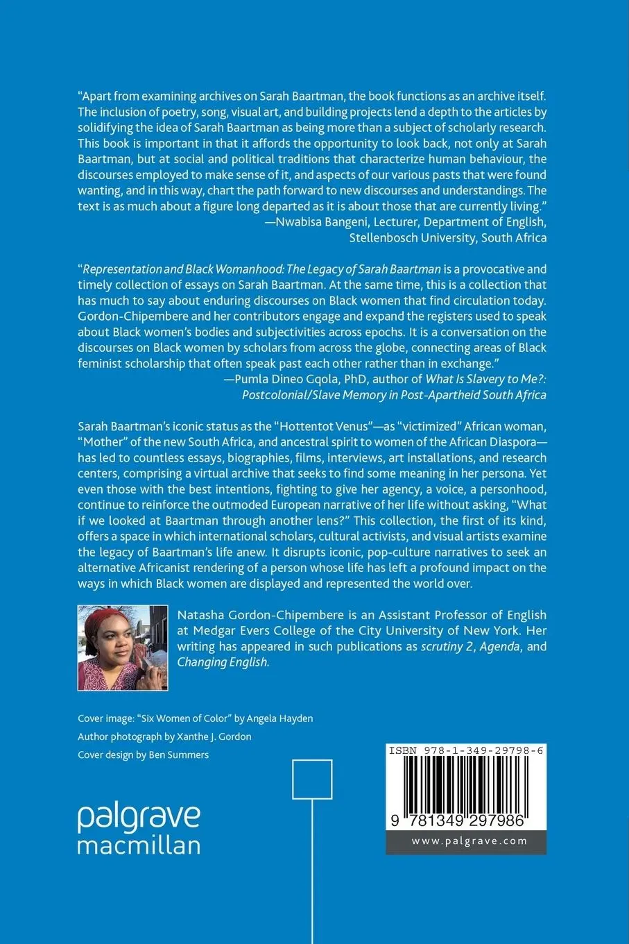 Rückseite: 9781349297986 | Representation and Black Womanhood | The Legacy of Sarah Baartman
