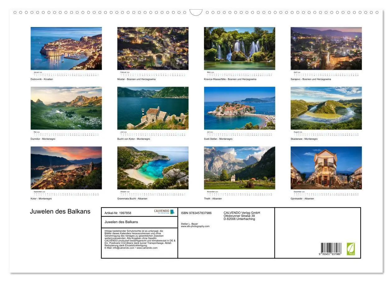 Bild: 9783457837986 | Juwelen des Balkans (Wandkalender 2026 DIN A2 quer), CALVENDO...