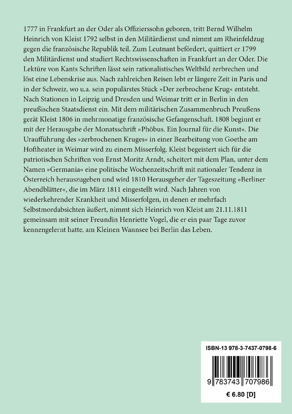 Rückseite: 9783743707986 | Die Familie Schroffenstein | Ein Trauerspiel in fünf Aufzügen | Kleist