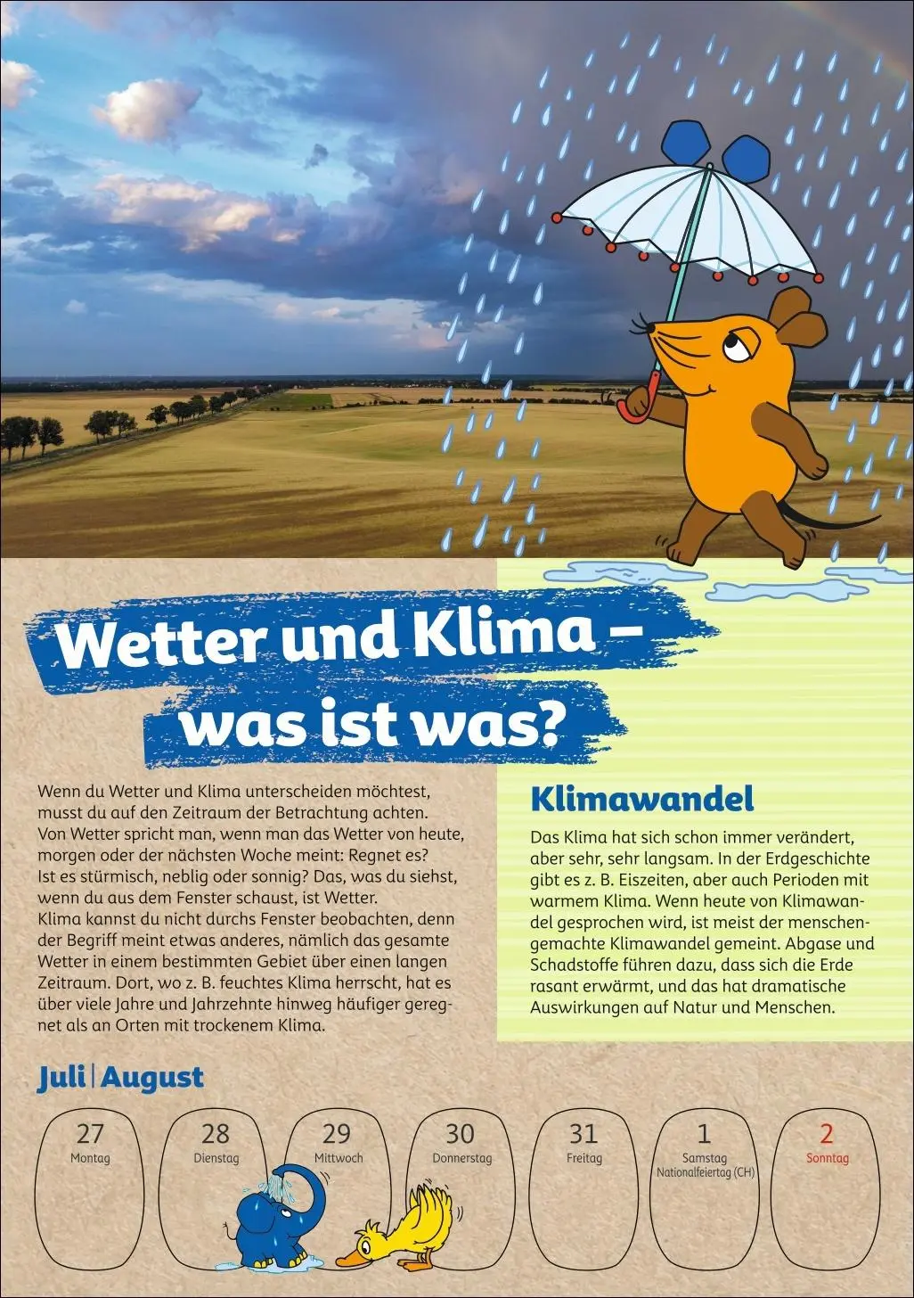 Bild: 9783840037986 | Schütze die Erde mit der Maus Wochenkalender 2026 | Ulrike Anders