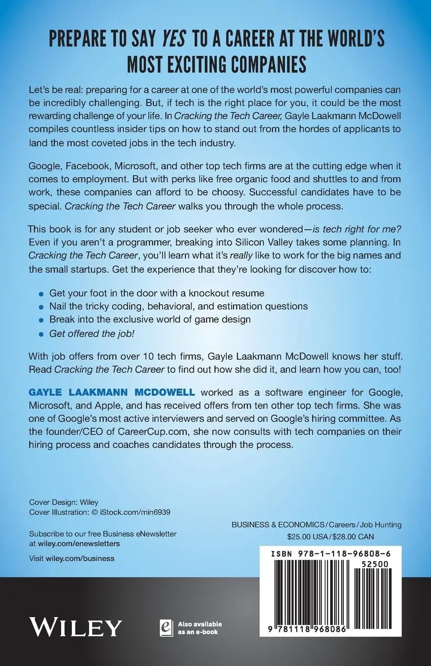 Rückseite: 9781118968086 | Cracking the Tech Career | Gayle Laakmann Mcdowell | Taschenbuch