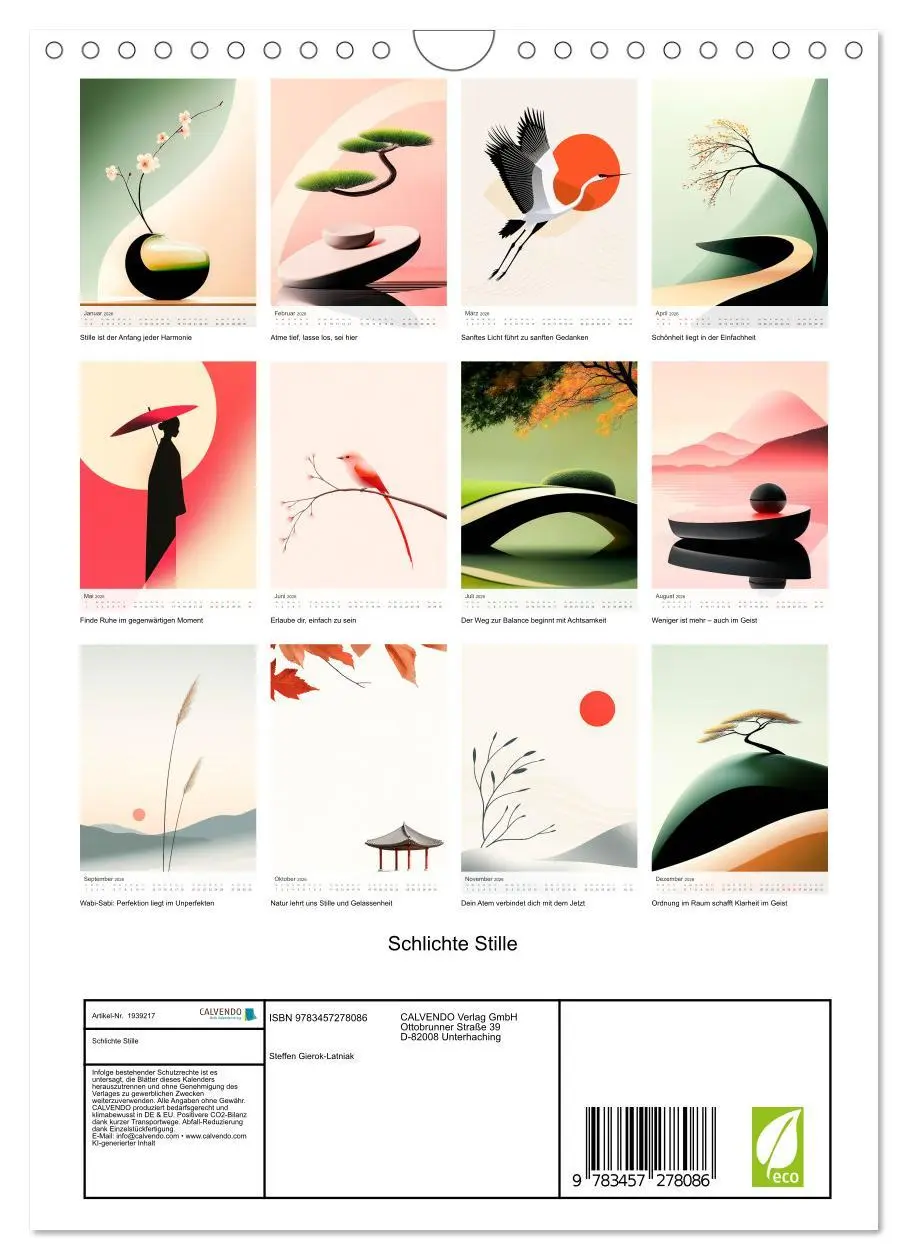 Bild: 9783457278086 | Schlichte Stille (Wandkalender 2026 DIN A4 hoch), CALVENDO...