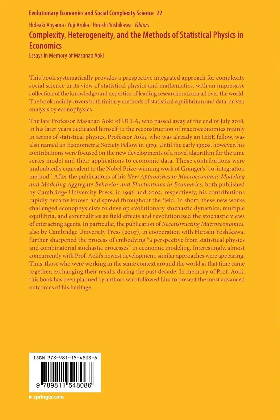 Rückseite: 9789811548086 | Complexity, Heterogeneity, and the Methods of Statistical Physics...