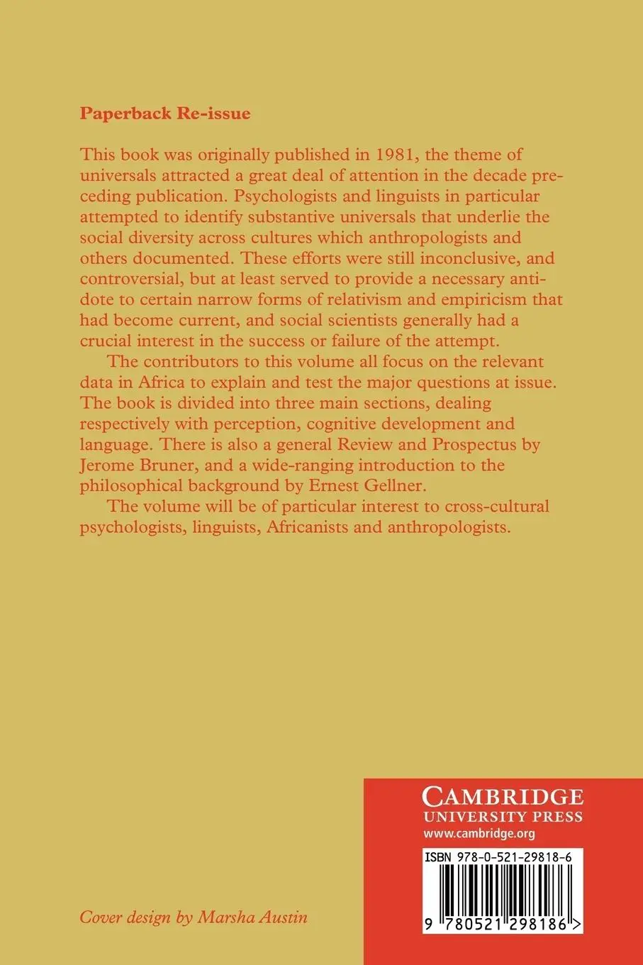 Rückseite: 9780521298186 | Universals of Human Thought | Some African Evidence | Lloyd (u. a.)