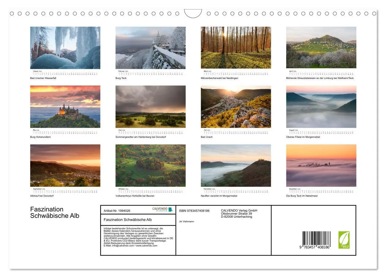 Bild: 9783457408186 | Faszination Schwäbische Alb (Wandkalender 2026 DIN A3 quer),...