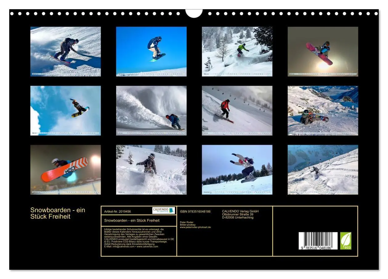 Bild: 9783516048186 | Snowboarden - ein Stück Freiheit (Wandkalender 2026 DIN A3 quer),...