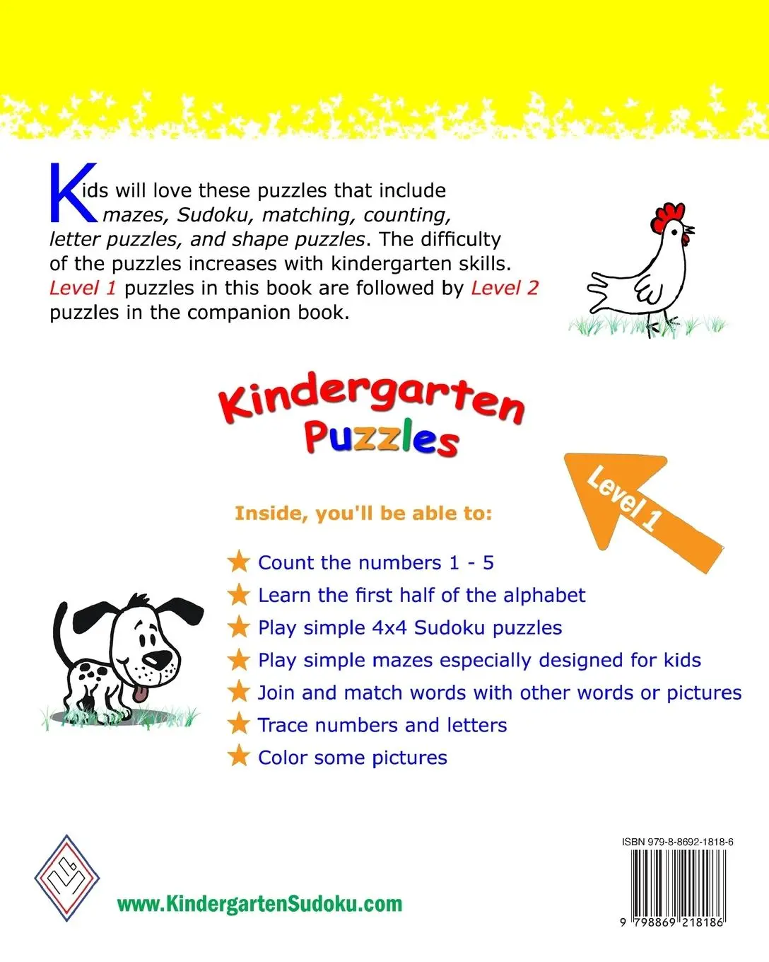 Rückseite: 9798869218186 | Kindergarten Puzzles - Level 1 | Peter I. Kattan (u. a.) | Taschenbuch