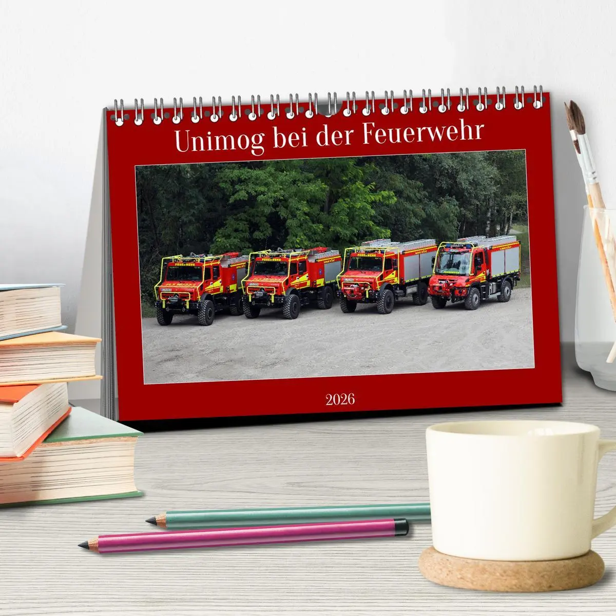 Bild: 9783457488386 | Unimog bei der Feuerwehr (Tischkalender 2026 DIN A5 quer), CALVENDO...