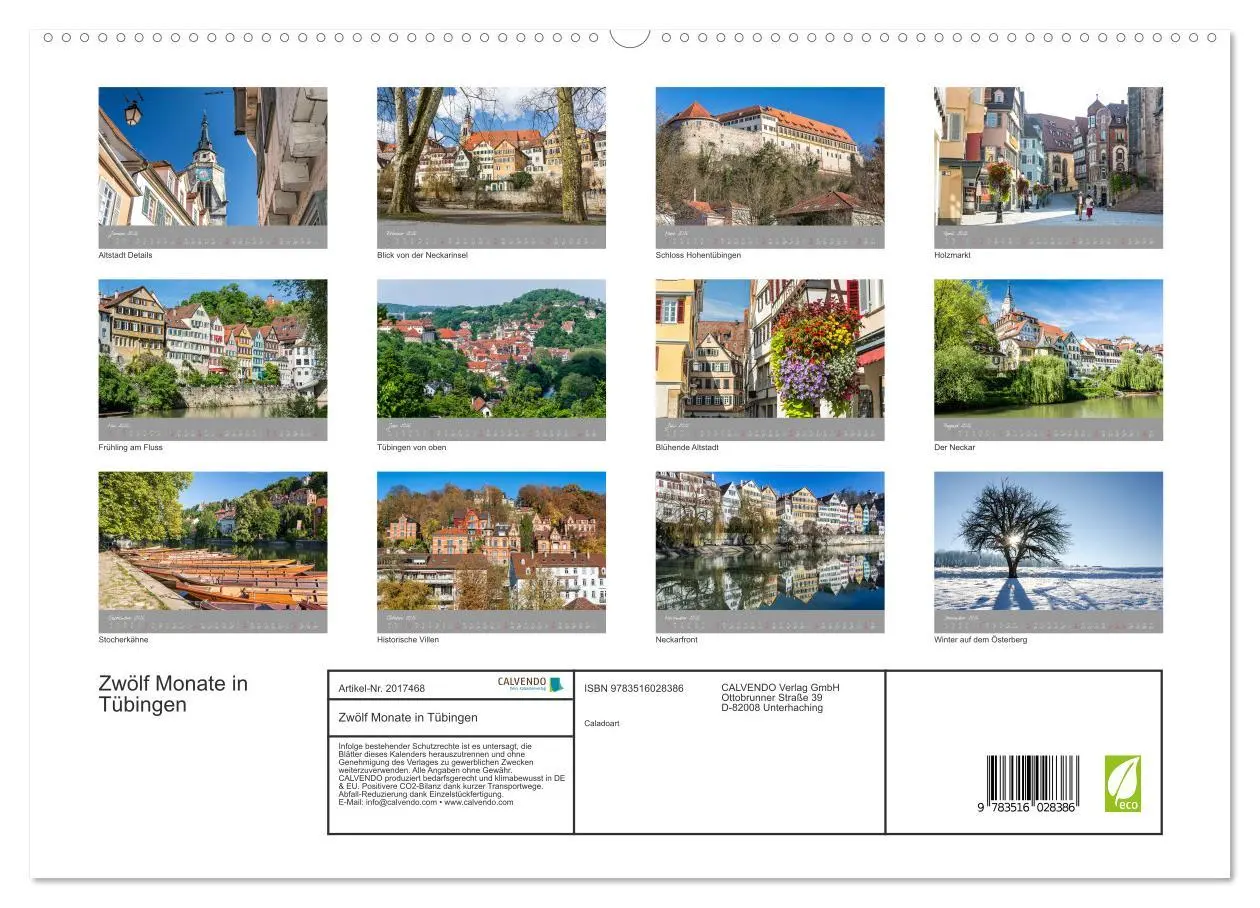 Bild: 9783516028386 | Zwölf Monate in Tübingen (hochwertiger Premium Wandkalender 2026...