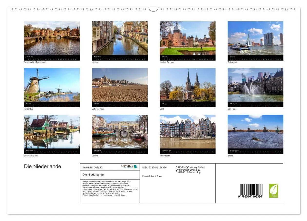 Bild: 9783516198386 | Die Niederlande (hochwertiger Premium Wandkalender 2026 DIN A2...