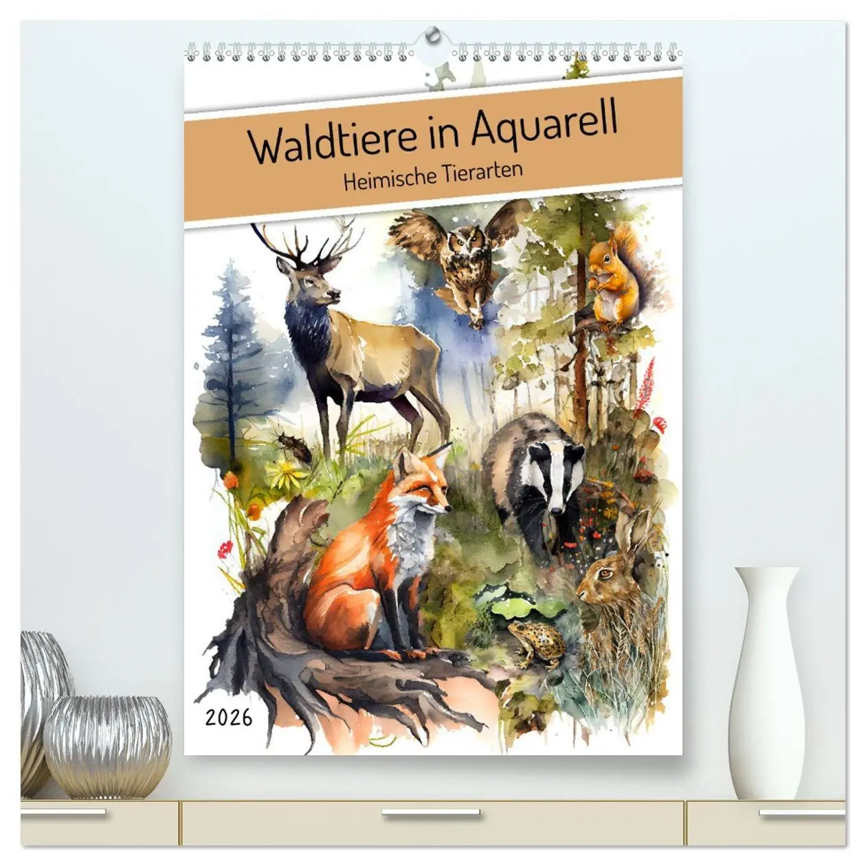 Cover: 9783516328486 | Waldtiere in Aquarell - Heimische Tierarten (hochwertiger Premium...