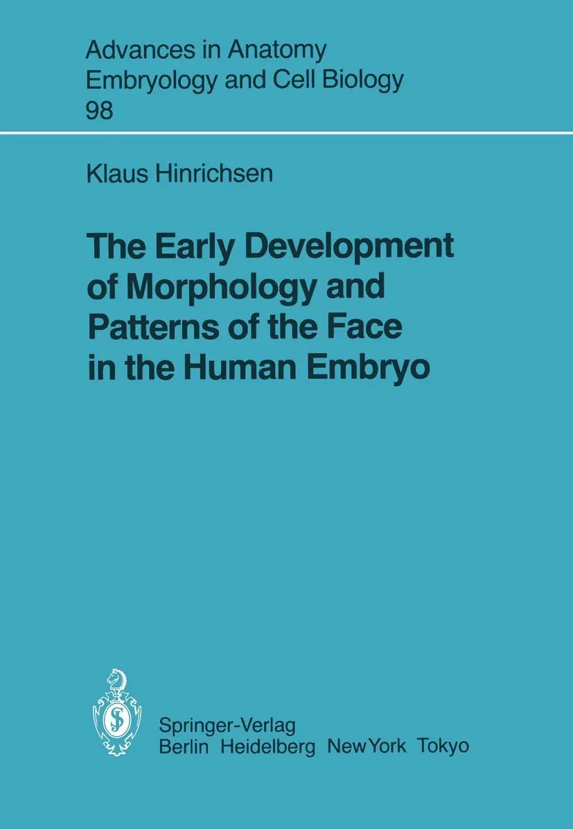 Cover: 9783540158486 | The Early Development of Morphology and Patterns of the Face in the...