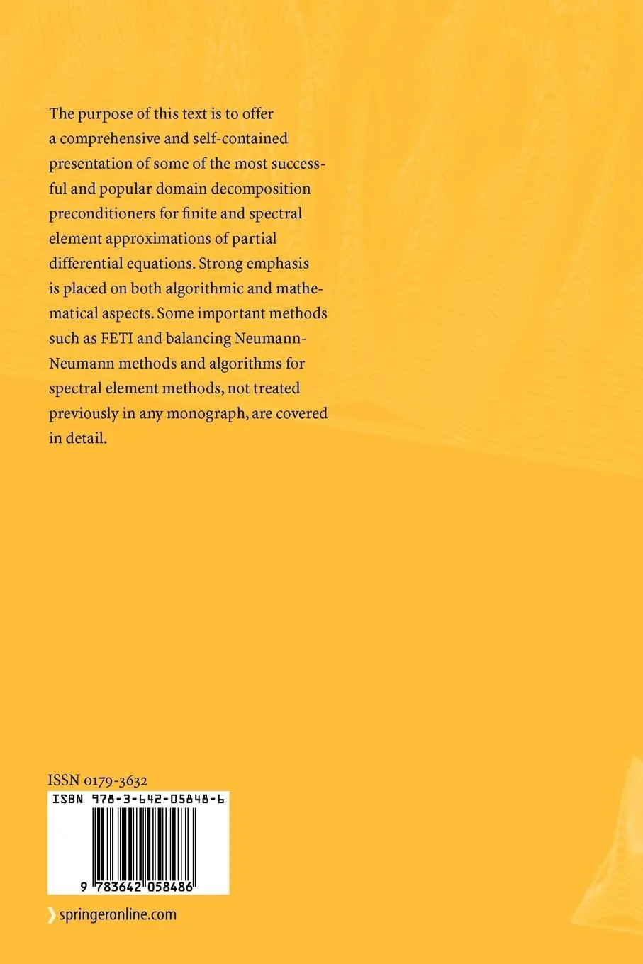 Rückseite: 9783642058486 | Domain Decomposition Methods - Algorithms and Theory | Widlund (u. a.)