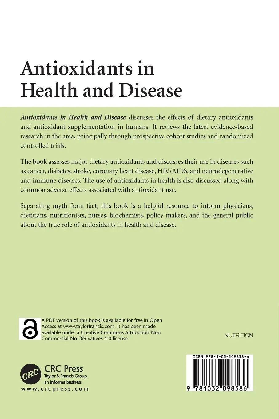 Rückseite: 9781032098586 | Antioxidants in Health and Disease | Antonis Zampelas (u. a.) | Buch