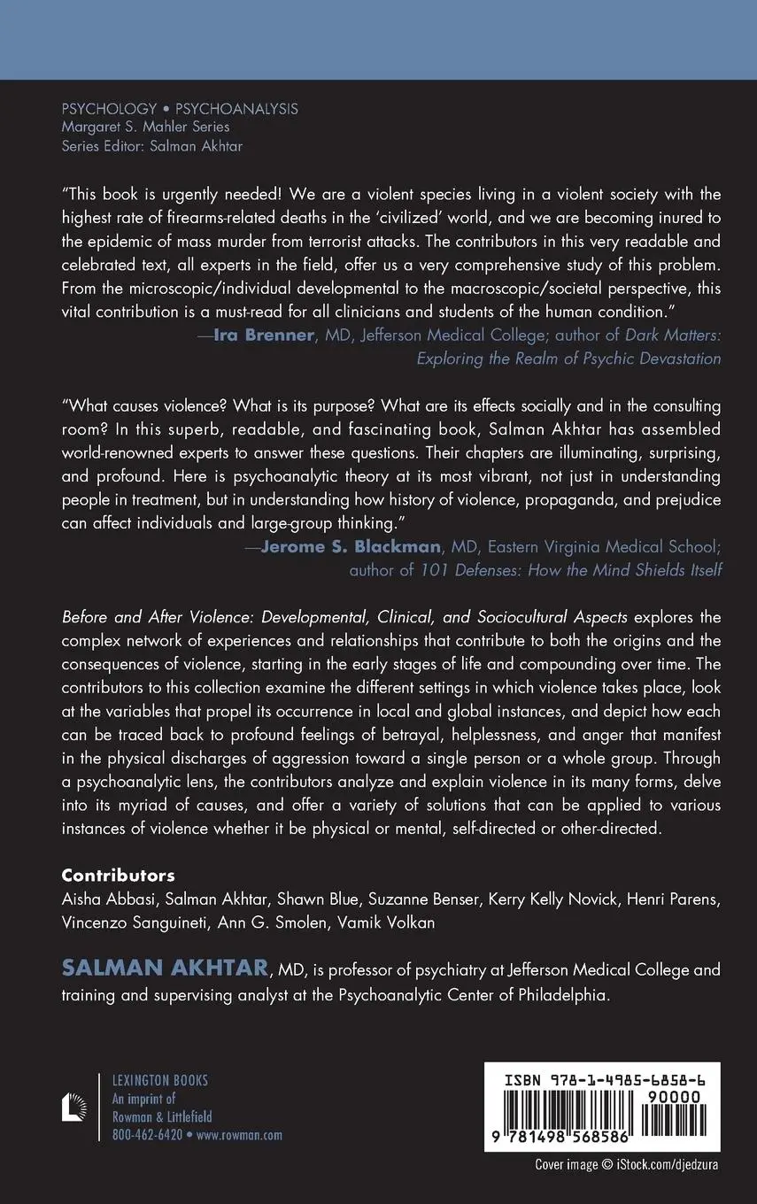 Rückseite: 9781498568586 | Before and After Violence | Salman Akhtar | Buch | Englisch | 2017