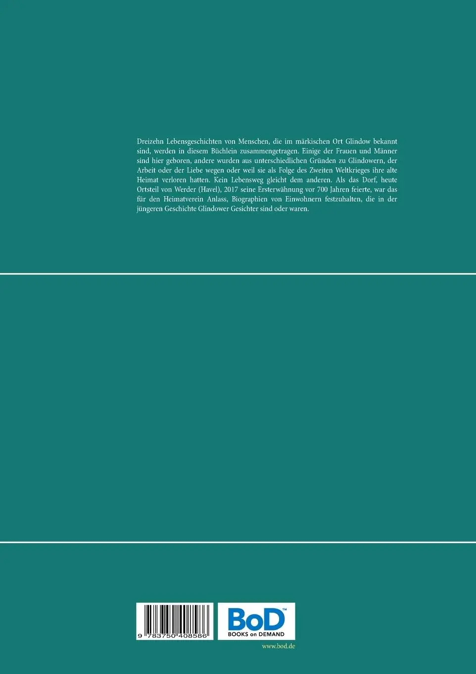 Rückseite: 9783750408586 | Glindower Gesichter | Edith Mende | Taschenbuch | 48 S. | Deutsch