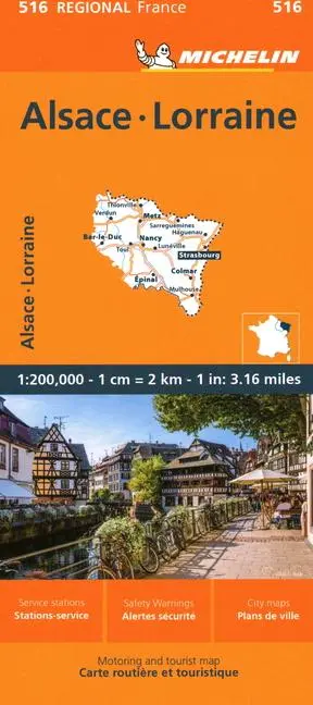 Cover: 9782067258686 | Alsace Lorraine - Michelin Regional Map 516 | Michelin | (Land-)Karte