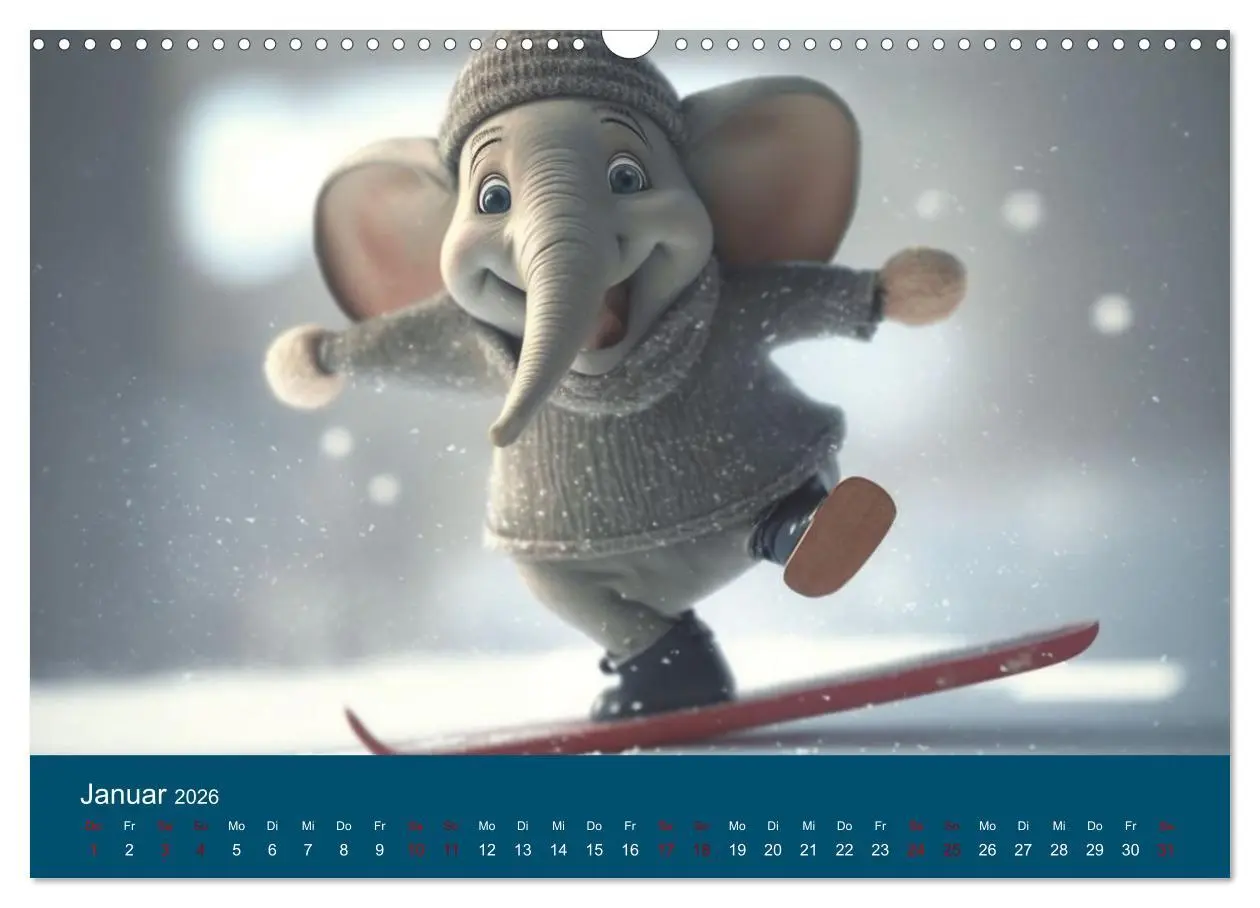 Bild: 9783457528686 | Die lustigen Dickhäuter. Ein Kalender für gute Laune (Wandkalender...