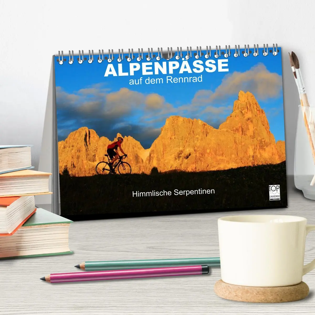 Bild: 9783516238686 | Alpenpässe auf dem Rennrad "Himmlische Serpentinen" (Tischkalender...