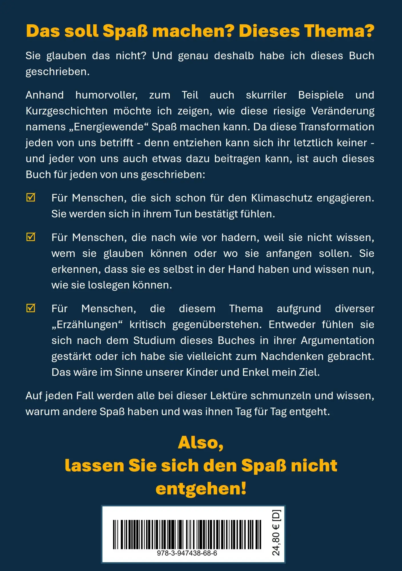 Rückseite: 9783947438686 | Die Energiewende | Möchten Sie sich den Spaß wirklich entgehen lassen?