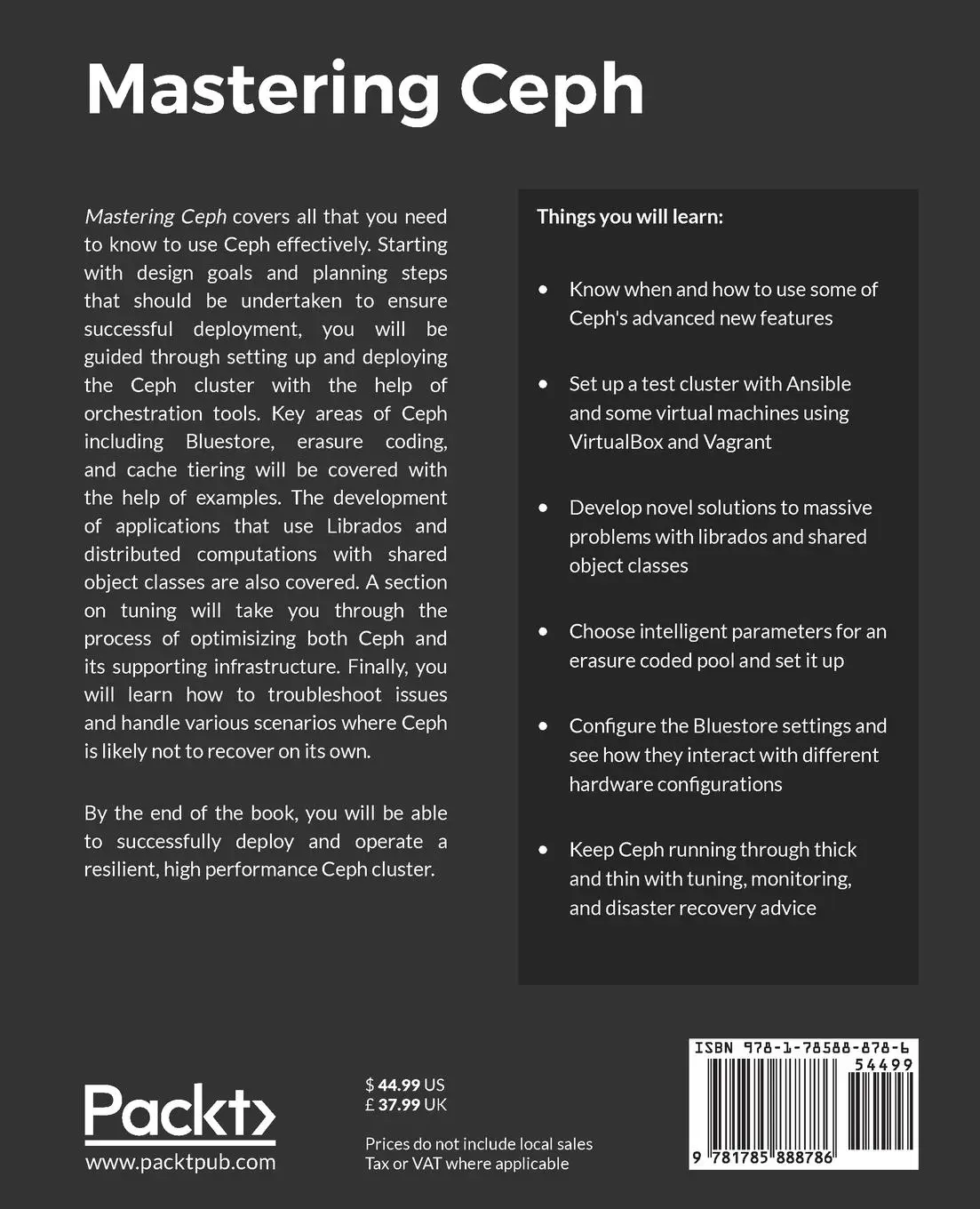 Rückseite: 9781785888786 | Mastering Ceph | Redefine your storage system | Nick Fisk | Buch