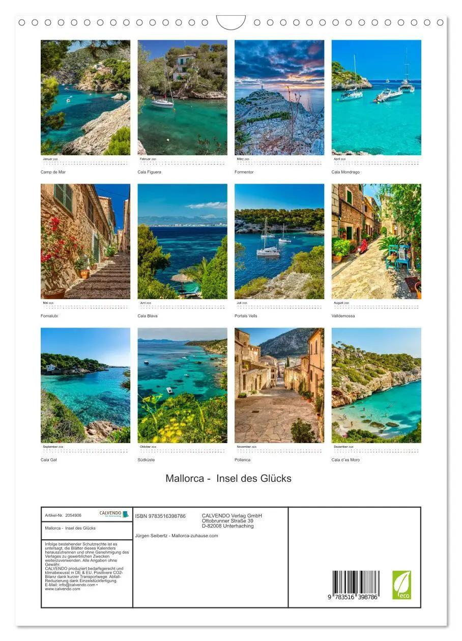 Bild: 9783516398786 | Mallorca - Insel des Glücks (Wandkalender 2026 DIN A3 hoch),...