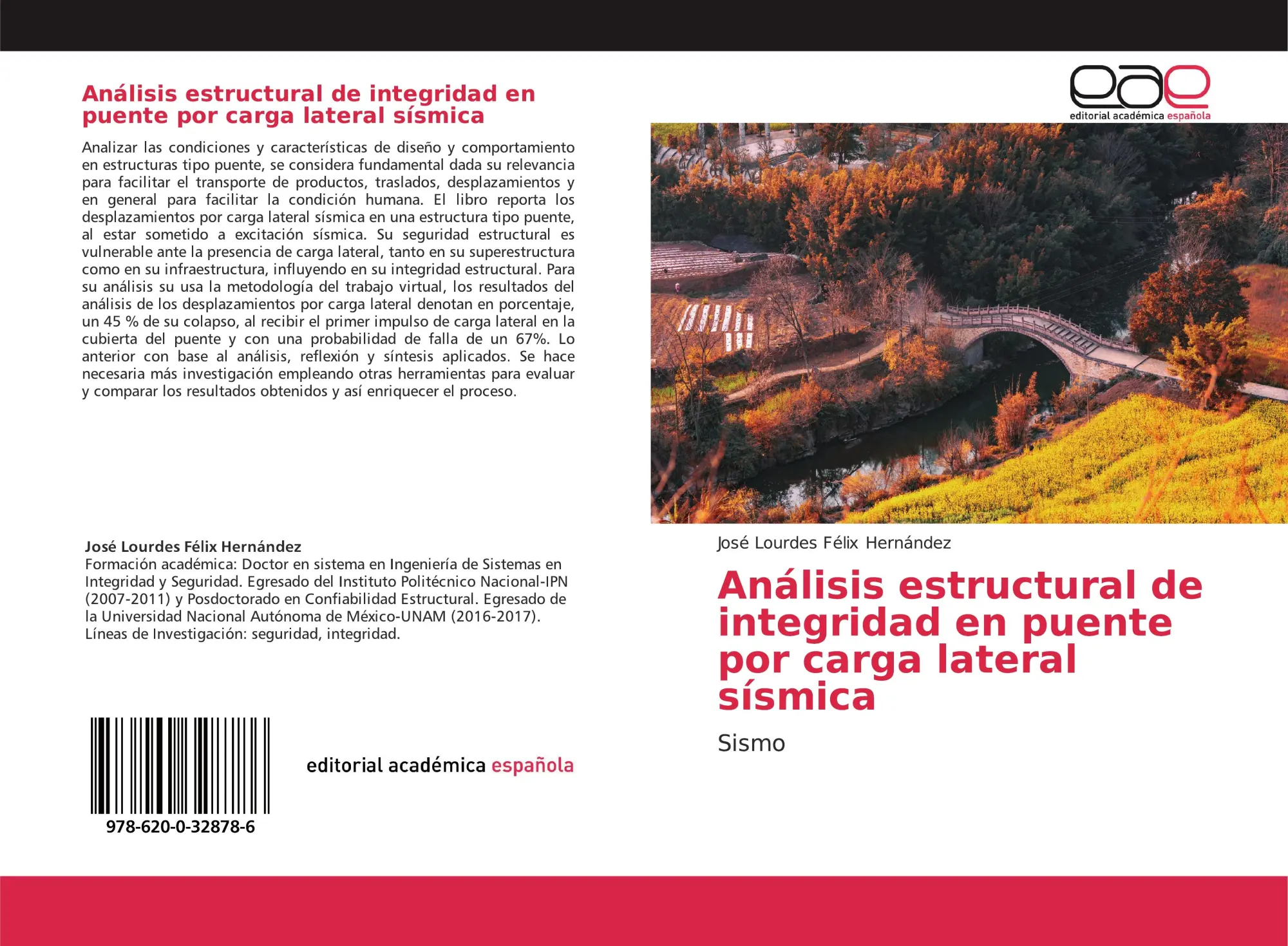 Cover: 9786200328786 | Análisis estructural de integridad en puente por carga lateral sísmica