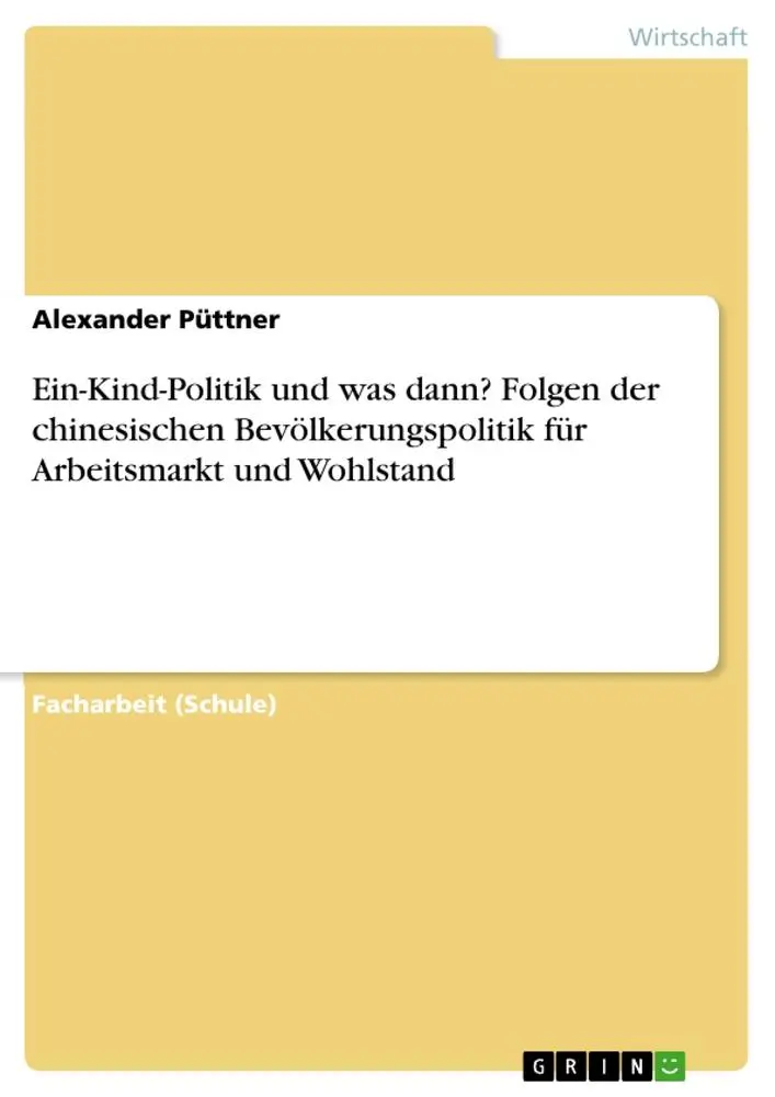 Cover: 9783668168886 | Ein-Kind-Politik und was dann? Folgen der chinesischen...