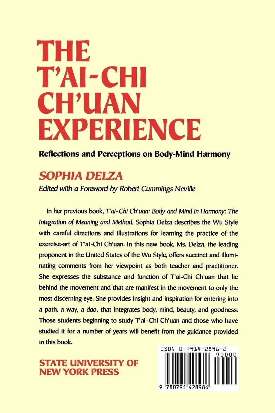 Rückseite: 9780791428986 | The T'ai-Chi Ch'uan Experience | Sophia Delza | Taschenbuch | Englisch
