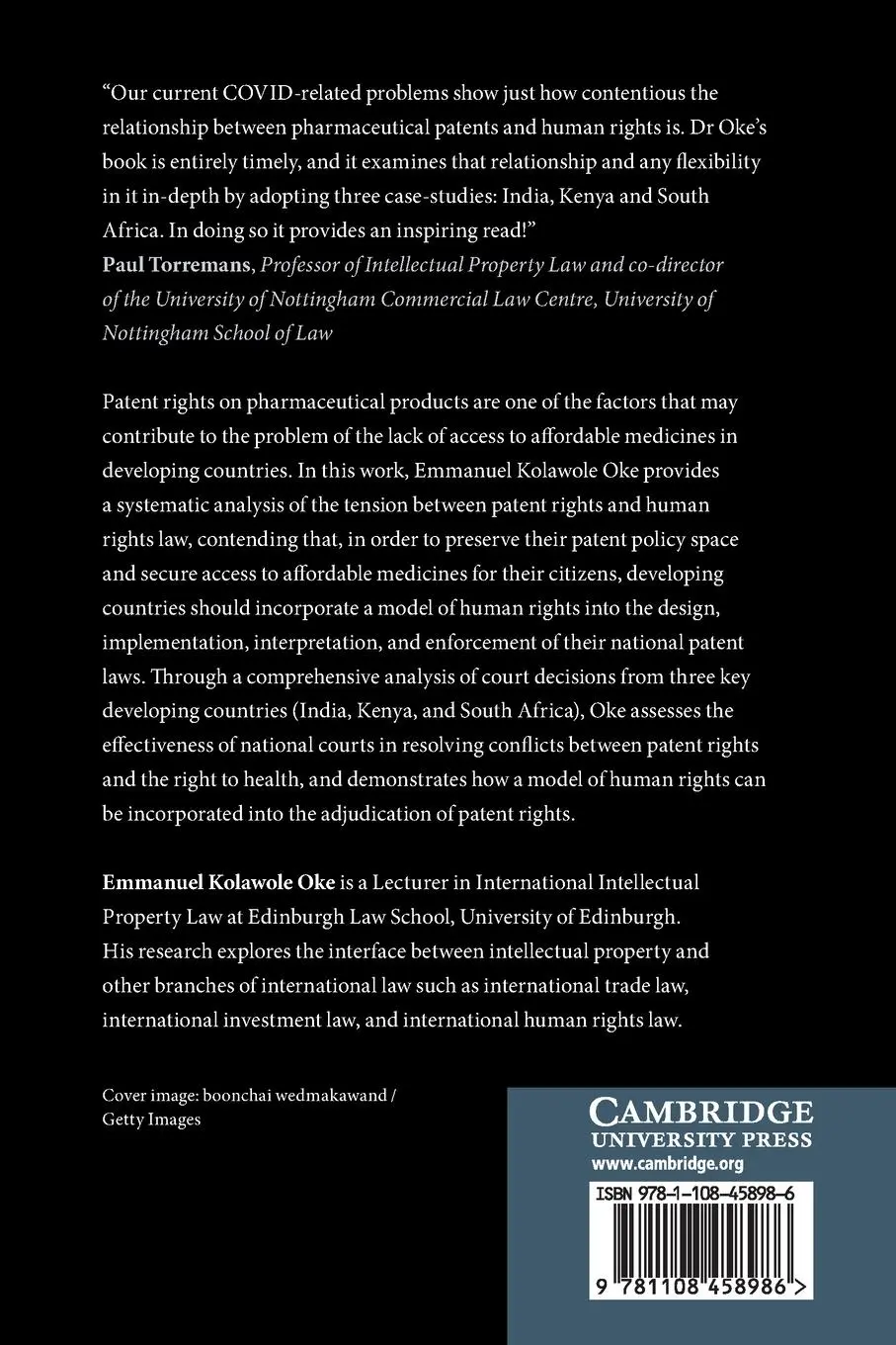 Rückseite: 9781108458986 | Patents, Human Rights, and Access to Medicines | Emmanuel Kolawole Oke