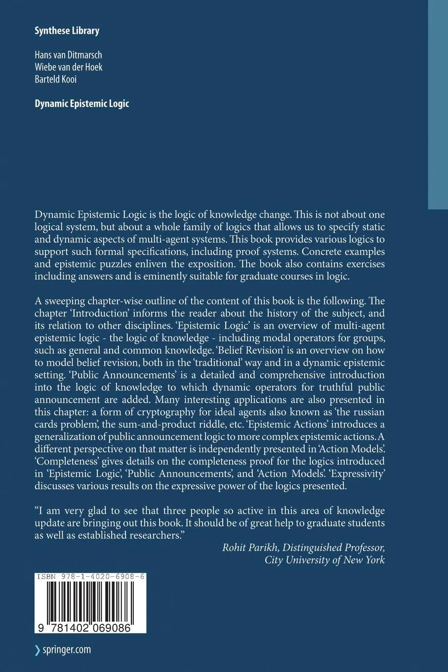 Rückseite: 9781402069086 | Dynamic Epistemic Logic | Hans Van Ditmarsch (u. a.) | Taschenbuch