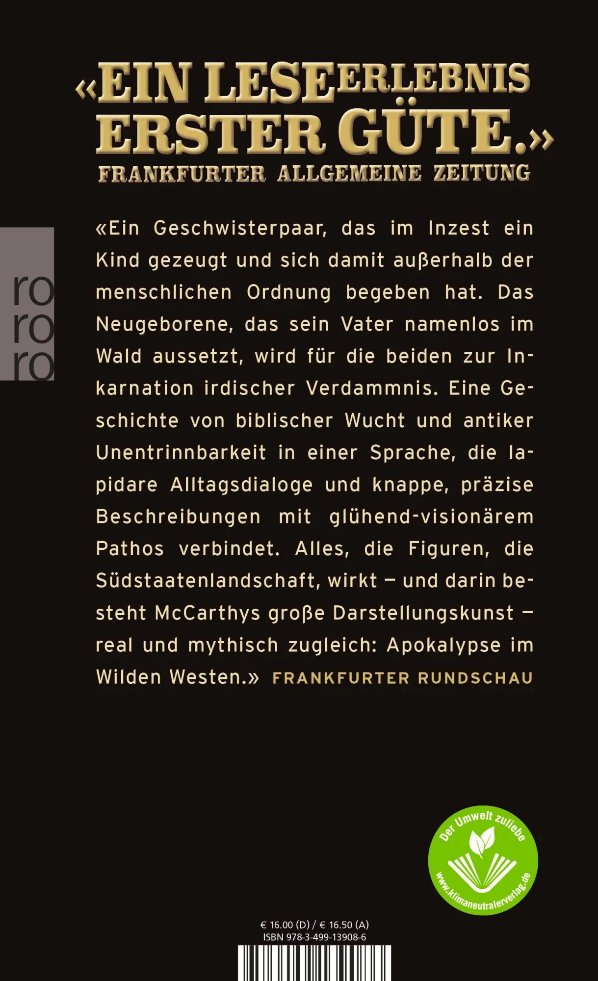 Rückseite: 9783499139086 | Draußen im Dunkel | Cormac McCarthy | Taschenbuch | 250 S. | Deutsch