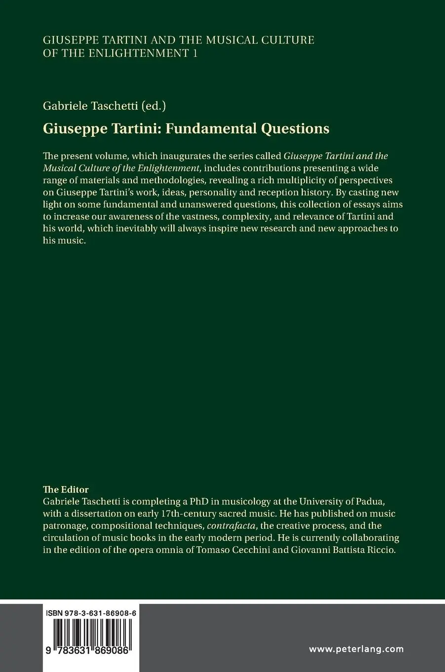 Rückseite: 9783631869086 | Giuseppe Tartini: Fundamental Questions | Gabriele Taschetti | Buch