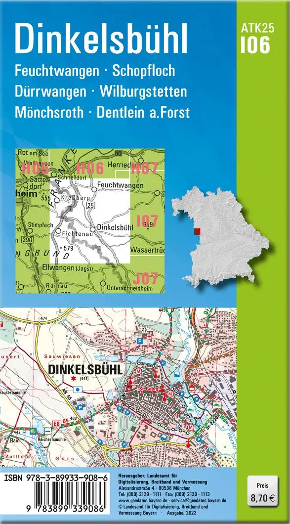 Rückseite: 9783899339086 | Dinkelsbühl 1:25 000 | Digitalisierung | (Land-)Karte | Deutsch | 2023