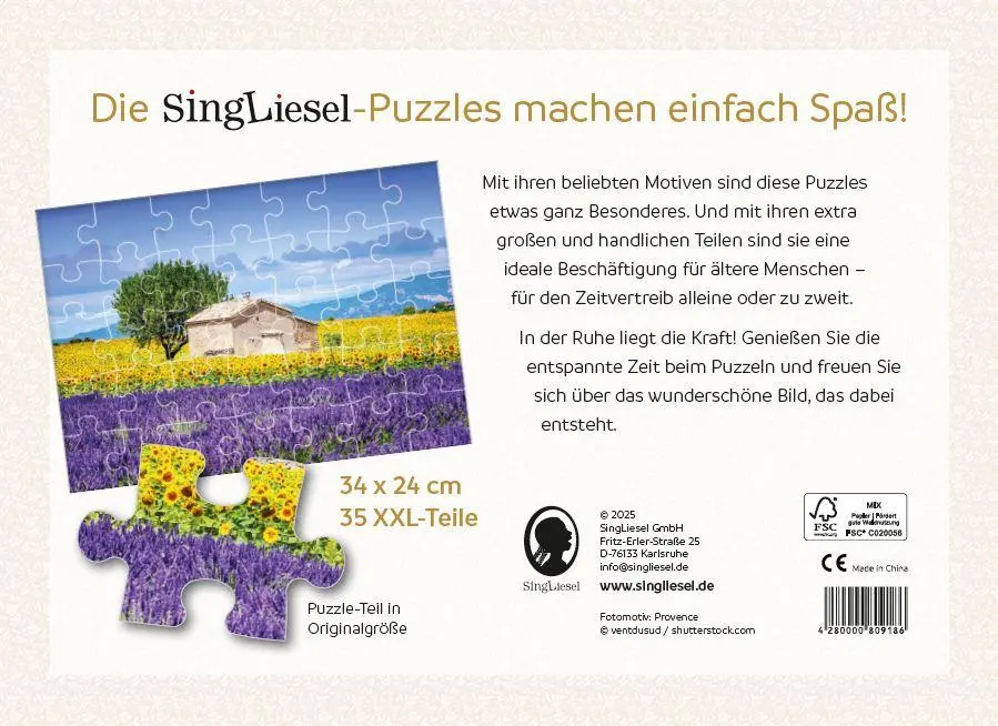 Rückseite: 4280000809186 | Demenz-Puzzle: Provence. Das Demenz-Puzzle-Spiel mit 35...