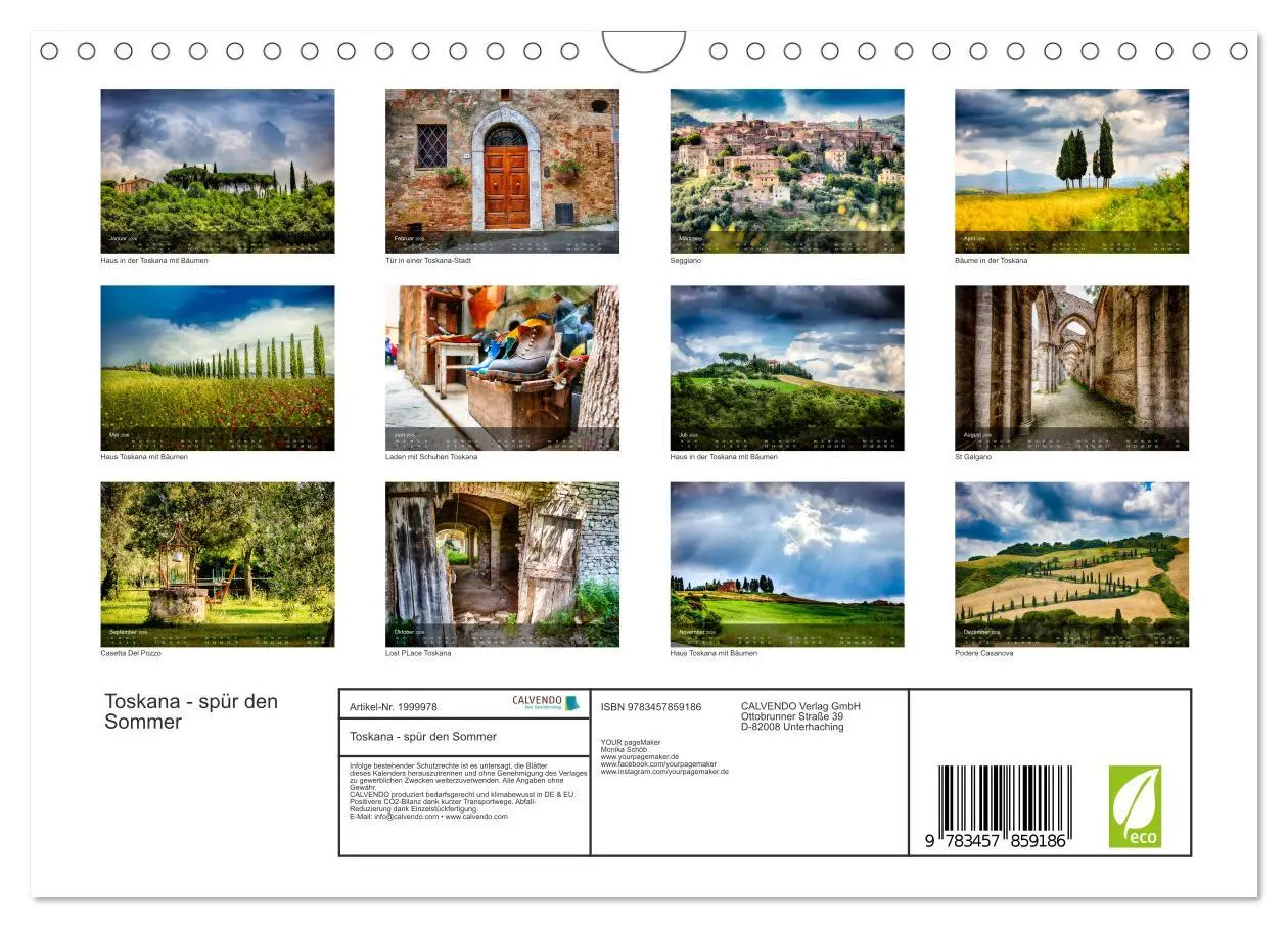 Bild: 9783457859186 | Toskana - spür den Sommer (Wandkalender 2026 DIN A4 quer), CALVENDO...