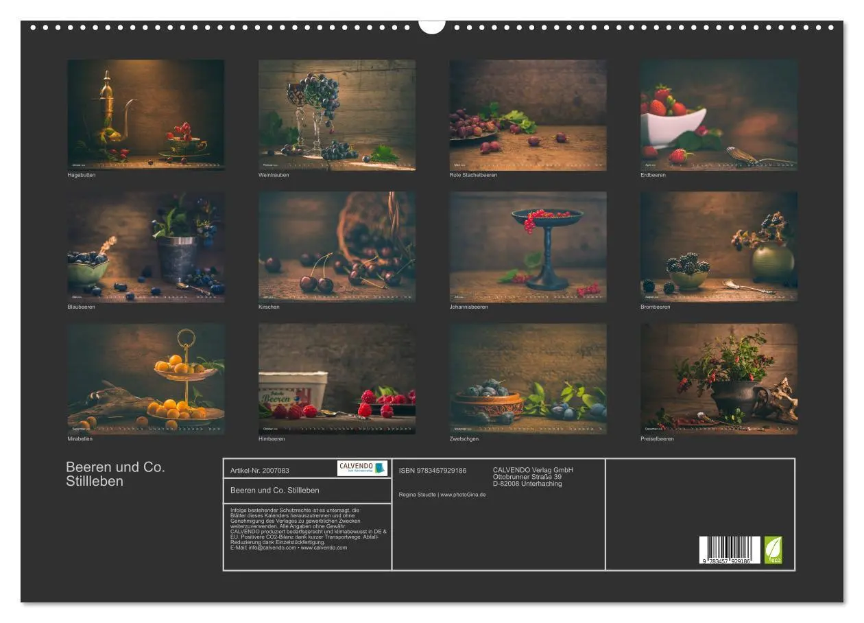 Bild: 9783457929186 | Beeren und Co. Stillleben (Wandkalender 2026 DIN A2 quer), CALVENDO...