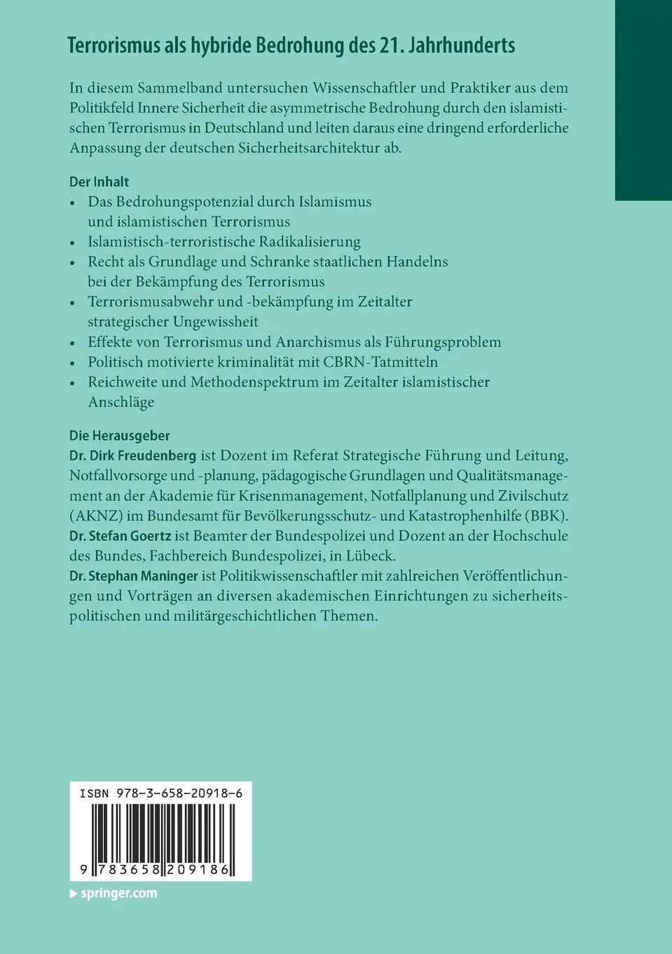 Rückseite: 9783658209186 | Terrorismus als hybride Bedrohung des 21. Jahrhunderts | Taschenbuch