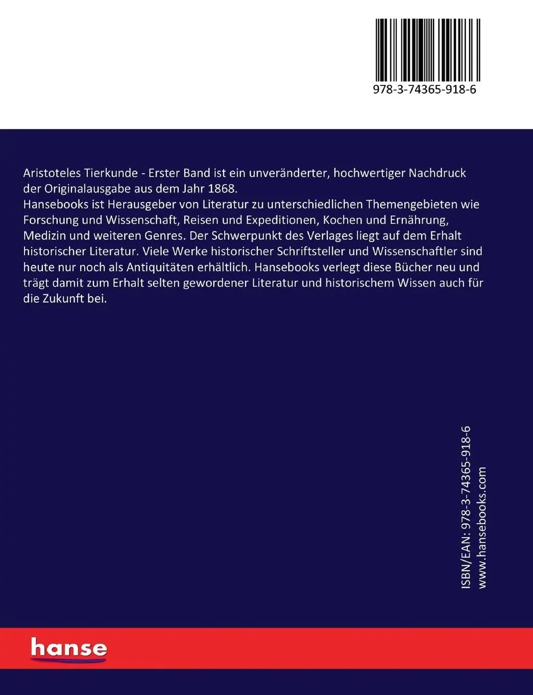 Rückseite: 9783743659186 | Aristoteles Tierkunde | Erster Band | Aristoteles | Taschenbuch | 2017